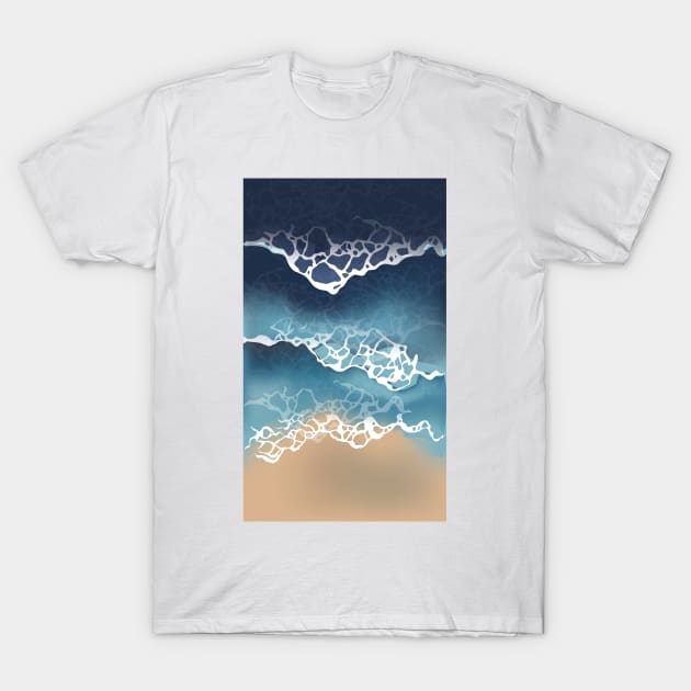 Waves Beach Illustration T-Shirt by Mako Design 